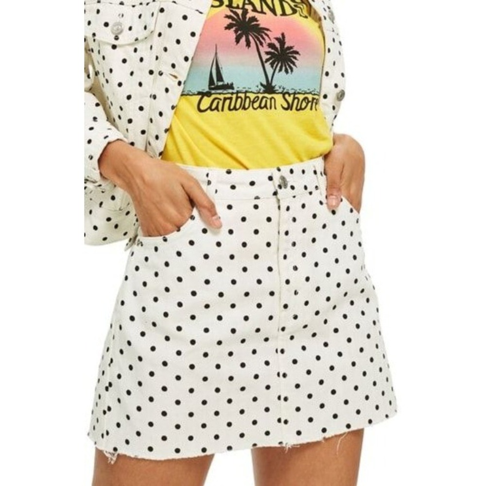 Women's Topshop Moto High Waist Denim Skirt, Size‎ 12 US (fits Like 14) - White